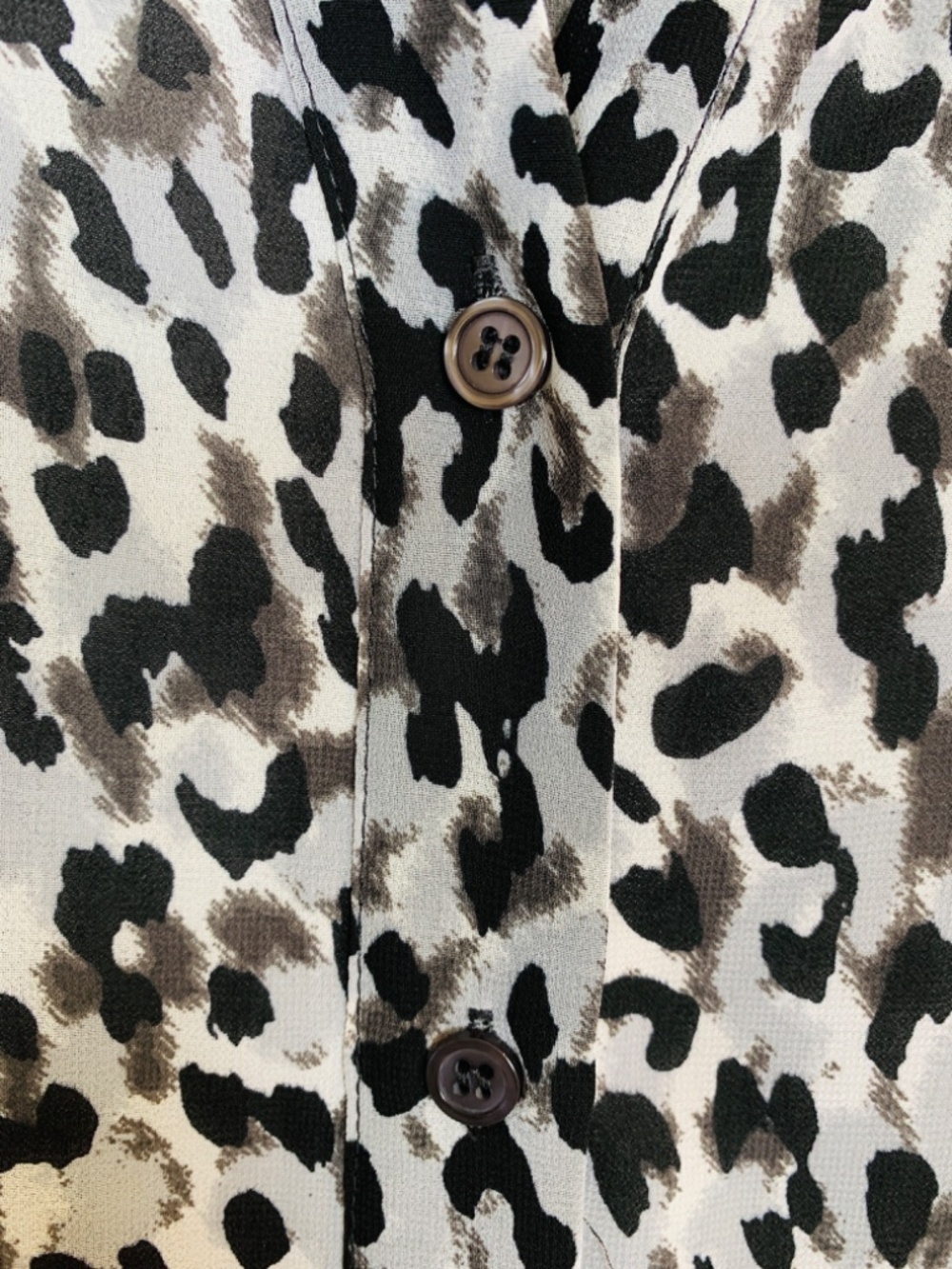 Belle Kim Gravel Floral Animal Print Tunic Top 1X Semi Sheer Button Up Chiffon - Picture 6 of 14